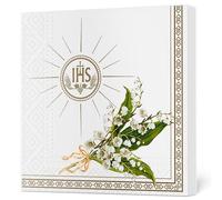 Maki Lot de 20 serviettes en papier 3 plis pour première communion - 33 cm x 33 cm - Doré