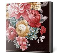 Maki Lot de 20 serviettes en papier de soie 3 plis pour découpage, déjeuner, 33 x 33 cm, bouquet de fleurs avec mandala bordeaux foncé