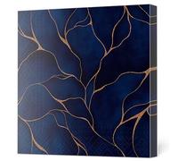 Maki Lot de 20 serviettes en papier de soie 3 plis pour découpage, déjeuner - 33 x 33 cm (marbre bleu avec lignes dorées)