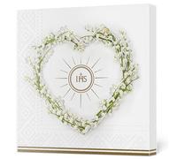Maki Lot de 20 serviettes en papier de soie 3 plis pour première communion - 33 x 33 cm - Motif cœur doré