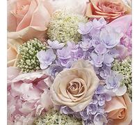 Maki Lot de 20 serviettes en papier de soie à 3 plis Motif roses pour le découpage et le déjeuner - 33 cm x 33 cm (bouquet de fleurs d'été couleur pastel)