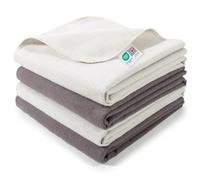 MAKIAN 4 x Langes Bébé en Molleton 80x80 cm - Beige/Choco | Lot de 4 langes coton bébé, couches lavables, bavoirs d’épaule ultra absorbants 100 % coton - certifiés OEKO-TEX Standard 100