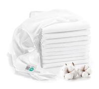 MAKIAN - Lange Bebe (Lot 10 Pièces) 80x80 cm - Blanc | 100 % coton doux mousseline de qualité supérieure, double gaze, bordure renforcée, certifié OEKO-TEX Standard 100