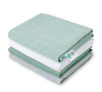 MAKIAN Lange Bebe (Lot 4 Pièces), 70x70 cm, Mousseline 100% Coton Doux, Qualité Supérieur, Certifié Oeko-Tex, Double Gaze, Lavable - Vert, Blanc, Menthe, Gris