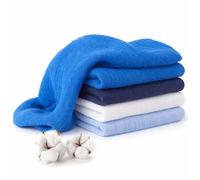 MAKIAN Langes Bébé 30x30 cm - Lot de 4 Langes Coton Bébé 100% Coton Oeko-TEX Standard 100 - Tissus Gaze Absorbants - Bavoirs d’Épaule, Lingettes Lavables - Bleu Clair/Bleu Royal/Marine