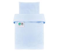 MAKIAN Parure de Lit Bébé 80x80 cm / 35x40 cm - Bleu | Lot 2 pièces housse de couette enfant et taie d’oreiller en 100 % coton | Pour berceau, nacelle, couffin
