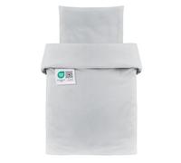 MAKIAN Parure de Lit Bébé 80x80 cm / 35x40 cm - Gris | Lot 2 pièces housse de couette enfant et taie d’oreiller en 100 % coton | Pour berceau, nacelle, couffin