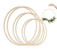 MAKIE 6PCS Floraux Anneaux de Couronne Bambou Cerceau Bois en Macramé pour Attrape-rêves, Dream Catcher Anneau Rond en Bois Cerceau De Bambou Bricolage Artisanat Outils, 3 Tailles(12; 15; 17,5 CM)