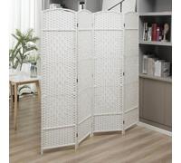 Makika Cloison / Séparation de pièce en bambou Pliable - Blanc Arrondi