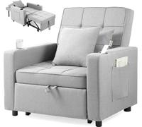 Makika fauteuil-lit chaise-longue Tommy pliable en gris clair