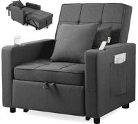 Makika fauteuil-lit chaise-longue Tommy pliable en gris foncé