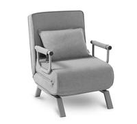 Makika Fauteuil Convertible Lit TED Pliable 3en1 avec Accoudoirs - Dossier réglable 5 Positions - Oreiller Inclus - Jusqu'à 200 kg - Rembourrée Canapé Salon Bureau Chambre en Gris