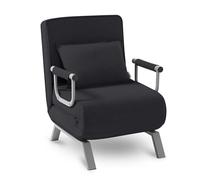 Makika Fauteuil Convertible Lit TED Pliable 3en1 avec Accoudoirs - Dossier réglable 5 Positions - Oreiller Inclus - Jusqu'à 200 kg - Chauffeuse Rembourrée Canapé Salon Bureau Chambre Noir