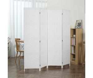 Makika Paravent/Séparateur de pièce Pliable Papier - 4 Panneaux Diviseur - 180 x 180 cm Cloison de Séparation Chambre à Coucher Maison Intérieur Toile imprimé - Blanc Angulaire