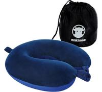 Makimoo Oreiller de Voyage en Mousse à mémoire de Forme, Coussin Cervical, Confortable et léger, idéal pour Dormir dans l’Avion, la Voiture, Le Train, Le Bus et à la Maison (Bleu)