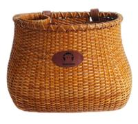 Makimoo Panier de vélo en Osier Naturel pour Femme avec Porte-gobelet intégré pour Guidon Avant, Style Vintage Classique, Fait à la Main