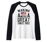 Making America Great Since 1992 34 Years Old Manche Raglan