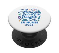 Making Spirits Bright ER Nurse, Noël Festif 2025 PopSockets PopGrip Adhésif