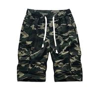 MakingDa Coton Short Cargo Homme Cordon de Serrage Taille élastique Poche Utilitaire Slim Course Randonnée Camping Bermuda Léger Classique Sport Vacances Plage Pantalon Court Camouflage XL