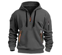MakingDa Hommes Sweat-shirt à manches longues avec cordon de serrage, à demi-fermeture éclair, avec poche zippée, en molleton, à capuche, coupe décontractée, classique, pour le travail, sweat-shirt à