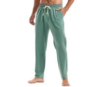 MakingDa Pantalon de jogging pour homme en coton avec cordon de serrage et taille élastique pour la course à pied, le travail, la maison, Vert fin, 31-35