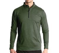 MakingDa Polo à manches longues avec fermeture éclair 1/4 pour homme, Vert, XXL