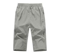 MakingDa Short 3/4 pour homme, décontracté, baggy sous le genou, cargo trois quarts avec poche zippée, Gris clair, XL