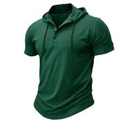 MakingDa Sport Manches Courtes Hoodie Hommes Fashion Training Fitness Pull Hoodie Bouton Muscle fit Summer Sweatshirt Light Hip hop Running Boxe Trekking Sport t - Shirt à Capuche Vert M