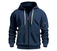 MakingDa Sweat A Capuche Homme Felpa 1/4 Zippé Poches Chaud Polaire Hoodie Pull Haut de Survetement Ado Hood Sweatshirt Hiver Sudadera Bleu Marine XXL