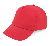 Makio Casquette Beisbol pour enfant et fille 5 panneaux de couleurs vives. 100% coton, avec orifices de ventilation et fermeture réglable Casquette pour enfant de 4 à 13 ans, rouge, taille unique 30