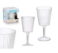 Makio M Lot de 4 verres en plastique réutilisables, 400 ml, design rayé, pour fêtes et pique-niques (verres transparents)