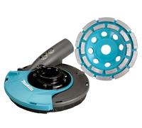 Makita 191W06-8 Hotte d'aspiration avec disque de ponçage diamant 125 mm - Capot d'aspiration de poussière pour meuleuse d'angle - Capot de ponçage pour béton, chape, colle pour carrelage - Avec