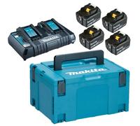 Makita 197626-8 - Pack Énergie 18 V Li-ion (4 Batteries + 1 Chargeur Doubl Pcs) Avec Coffret MAKPAC