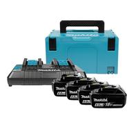 Makita 198091-4 - Pack Énergie 18 V Li-ion (4 Batteries + 1 Chargeur Doubl Pcs) Avec Coffret MAKPAC