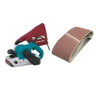 Makita 9403 Ponceuse à Bande Limage 100mm 1200W & Silverline 196070 5 bandes papier de verre 100 x 610 mm Grain 60