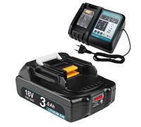 Makita batterie 18V Li-Ion, capacité 3Ah, système de gestion de batterie intégré, set combiné A