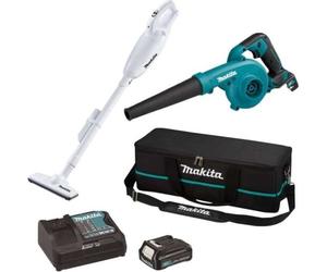 Makita - CL108FDZW+UB100DZ Ensemble aspirateur et souffleur avec now. Li-Ion 12V 2.0Ah BL1021B, chargeur DC10SB, sacoche
