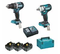 Pack BRUSHLESS MAKITA 18V : perceuse à percussion et visseuse à chocs - 3 bat. Li-Ion 5Ah + chargeur & coffret