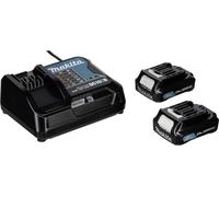Kit source d'alimentation Makita (197658-5) 2x batterie BL 1021 B 12 V max. 2,0 Ah CXT + chargeur DC 10 SB + Makpac