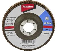 Makita Disque à lamelles D-27034 115 mm courbé oxyde d'aluminium grain 40 corps fibre de verre