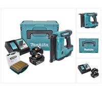 Makita DBN 500 RTJ Cloueuse sans fil 18 V 15-50 mm 90° + 2x Batteries 5,0 Ah + Chargeur + Coffret MakPac + Clous J-Box 8000