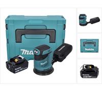 Makita DBO 180 G1J Ponceuse excentrique sans fil 18 V - 125 mm + 1x Batterie 6,0 Ah + Makpac - sans chargeur