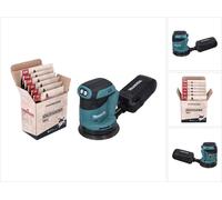 Makita DBO 180 Z Ponceuse excentrique sans fil 18 V 125 mm + Toolbrothers TURTLE Set de papier abrasif - sans batterie, sans chargeur, idéal pour les bricoleurs, ponçage, boîte à poussière fixe