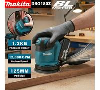 Makita DBO180Z, ponceuse orbitale sans fil 18 V, moteur sans balais, avec sac de collecte de poussière, idéale pour les travaux de bricolage à domicile, le travail du bois, la fabrication de meubles n