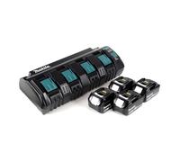 Makita DC18SF Chargeur 4 batteries Makstar + 4 x Batteries BL1850 18V 5,0 Ah