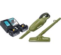 Makita DCL 180 RM2O Aspirateur à batterie 18 V 0,65 l Olive Outdoor Adventure Serie + 2x batterie 4,0 Ah + chargeur
