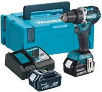 Perceuse visseuse 18V Ø 13 mm - MAKITA - Avec 2 batteries 18V Li-Ion 5.0 Ah, chargeur, MakPak- DDF484RTJ