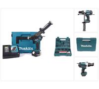 Makita DHP 458 RF1J Akku Perceuse-visseuse à percussion sans fil 18V 91Nm + 1x Batterie 3,0Ah + Chargeur + 100 pièces de Faises et Trépans pour perceuse Makita