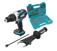 Makita DHP 458 Z Perceuse-visseuse à percussion sans fil 18 V 91 Nm + 102 pces Jeu de forets à embouts - sans batterie, sans chargeur