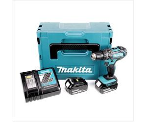 Makita DHP 482 RMJ - 18 V Li-Ion Perceuse visseuse à percussion sans fil avec coffret Makpac + 2x Batteries BL 1840 4,0 Ah + Chargeur DC 18 RC